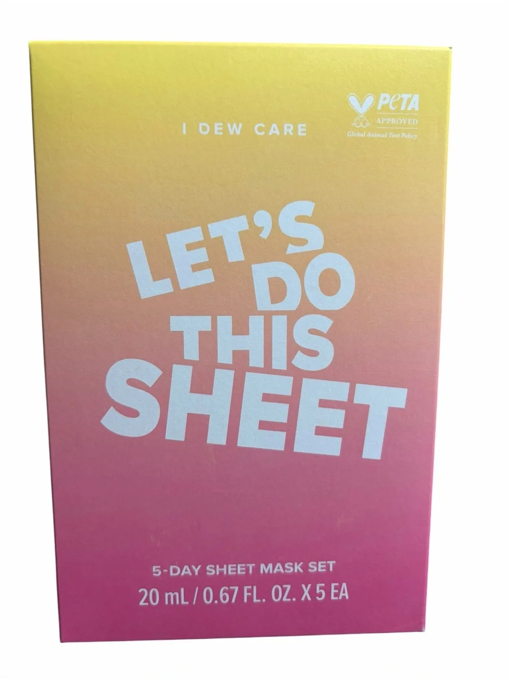 I Dew Care Let's Do This Sheet 5-Day Sheet Mask Set - Pink/Yellow